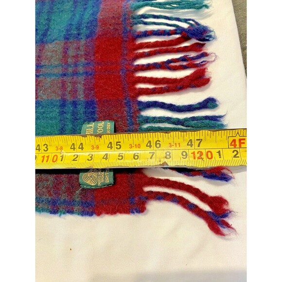 Authentic Vintage Tweedmill British Lambswool Wool Fringe Scarf Muffler 50”x8.5” - Picture 5 of 5